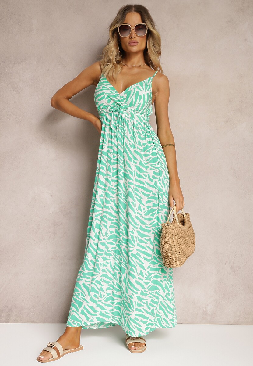 Zielona Taliowana Sukienka Letnia z Wiskozy Wenivia 2