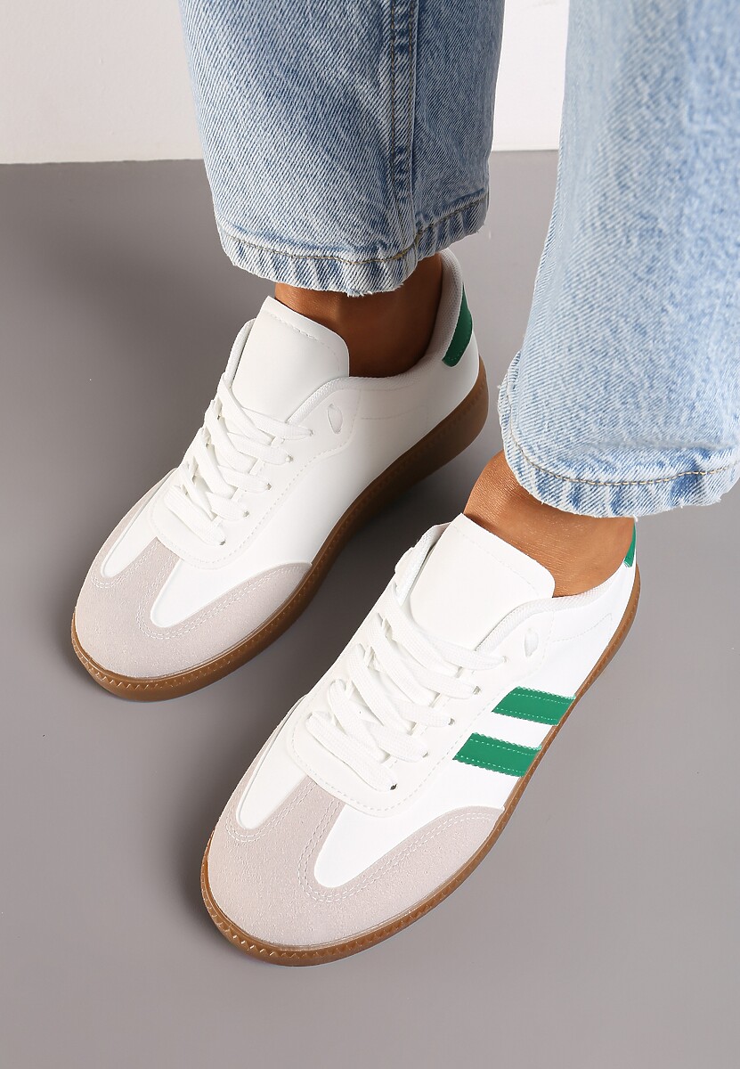 Biało-Zielone Sneakersy Sznurowane w Sportowym Stylu Mrefia 3