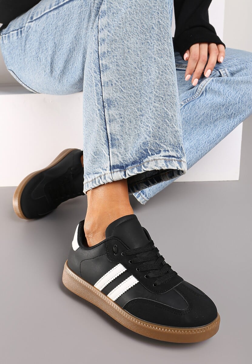Czarne Sneakersy Sznurowane w Sportowym Stylu Mrefia 2