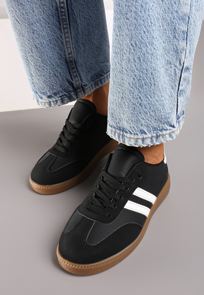 Czarne Sneakersy Sznurowane w Sportowym Stylu Mrefia 3