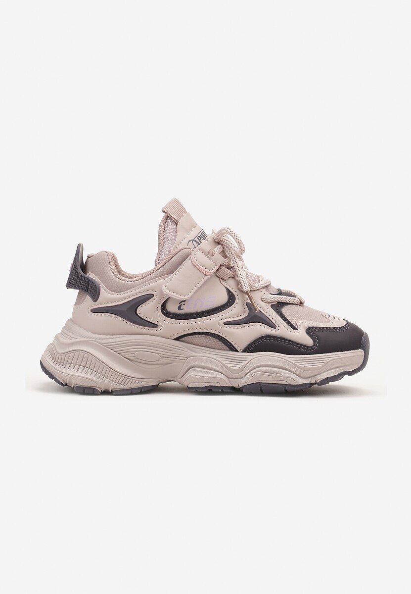 Różowe Buty Sportowe Sneakersy na Platformie Ozdobione Napisem Selista 1