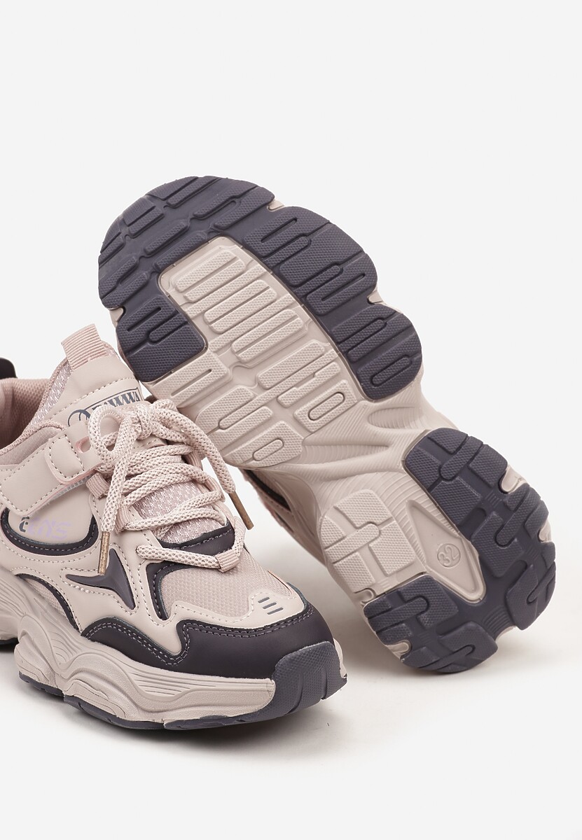 Różowe Buty Sportowe Sneakersy na Platformie Ozdobione Napisem Selista 3