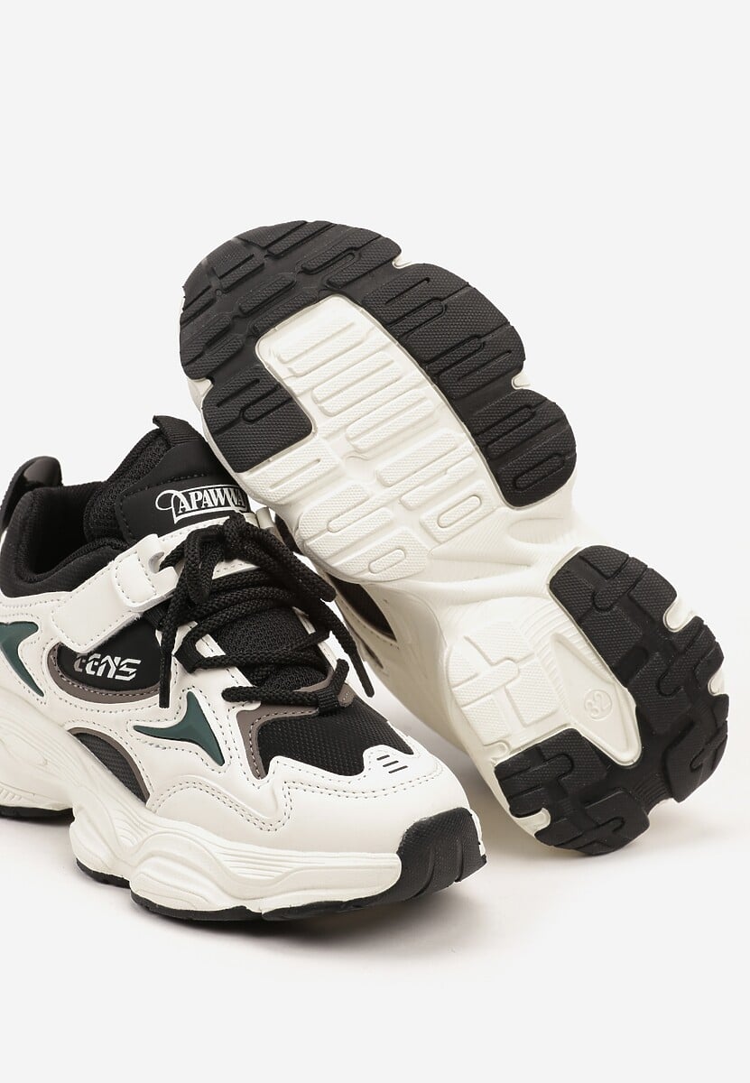 Czarno-Białe Buty Sportowe Sneakersy na Platformie Ozdobione Napisem Selista 3