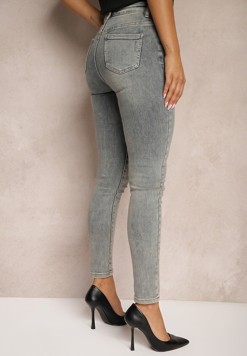 Ciemnoszare Skinny Jeansy z Bawełny High Waist Navilare 3
