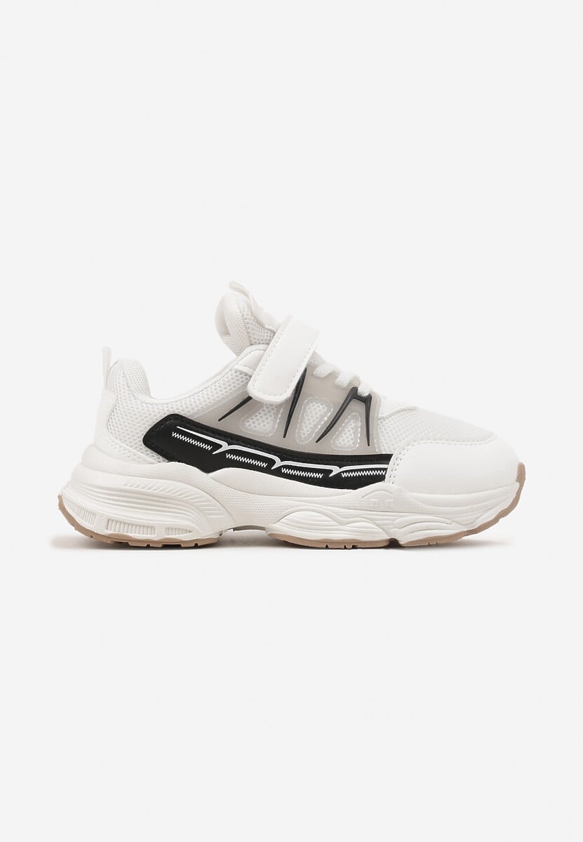 Białe Buty Sportowe Sneakersy na Grubej Tłoczonej Podeszwie Zapinane na Rzep Zanovia 1