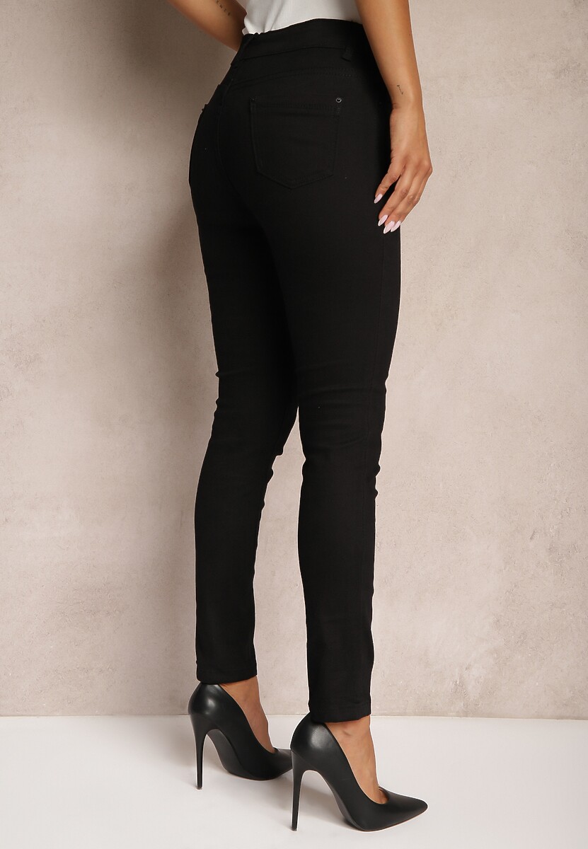 Czarne Skinny Jeansy z Dodatkiem Bawełny High Waist Eviloria 3