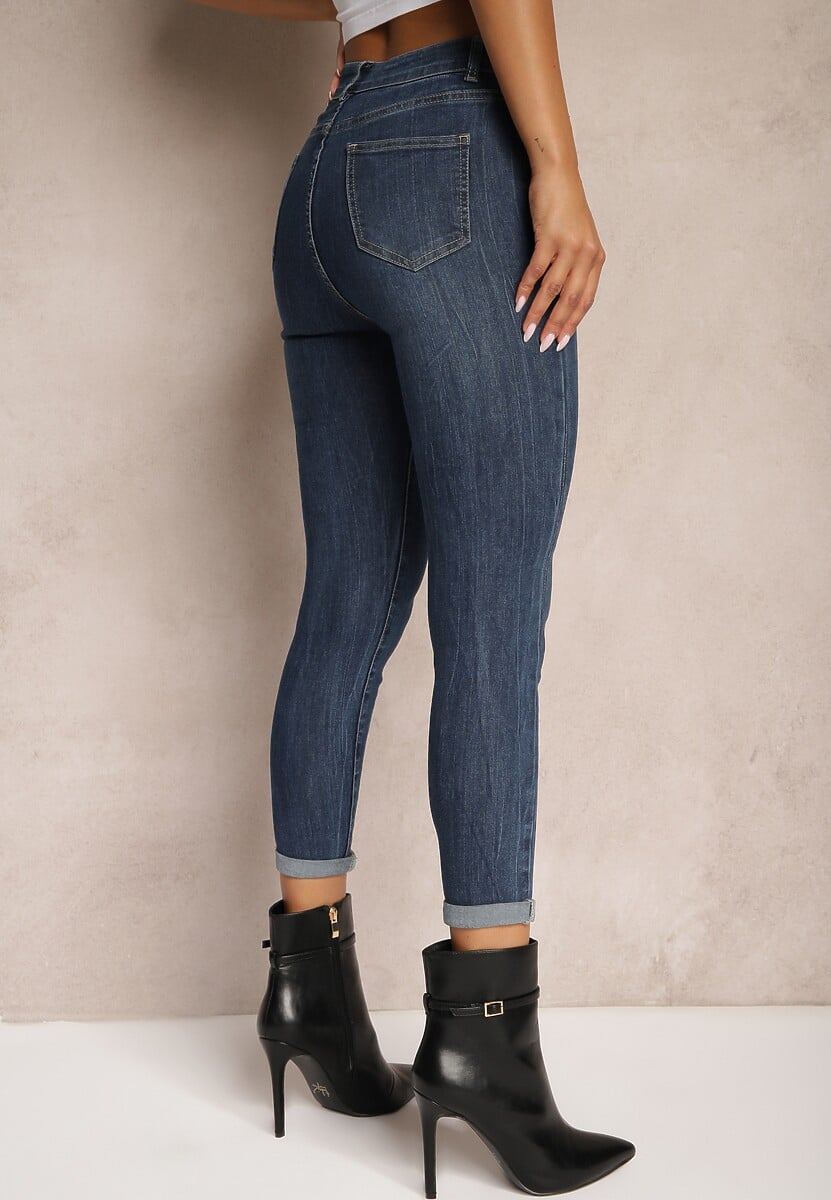 Niebieskie Jeansy Skinny High Waist z Bawełną Evirinase 3