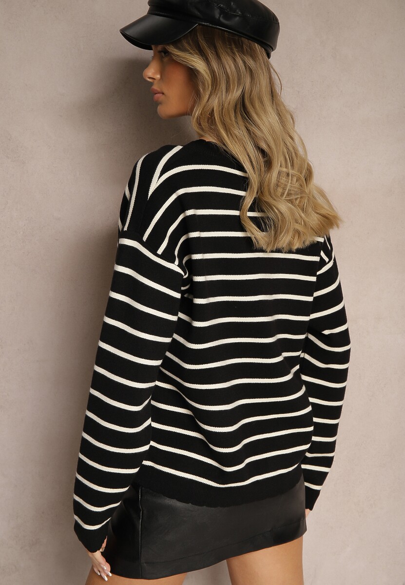 Pulover Tariline Negru cu bej 3