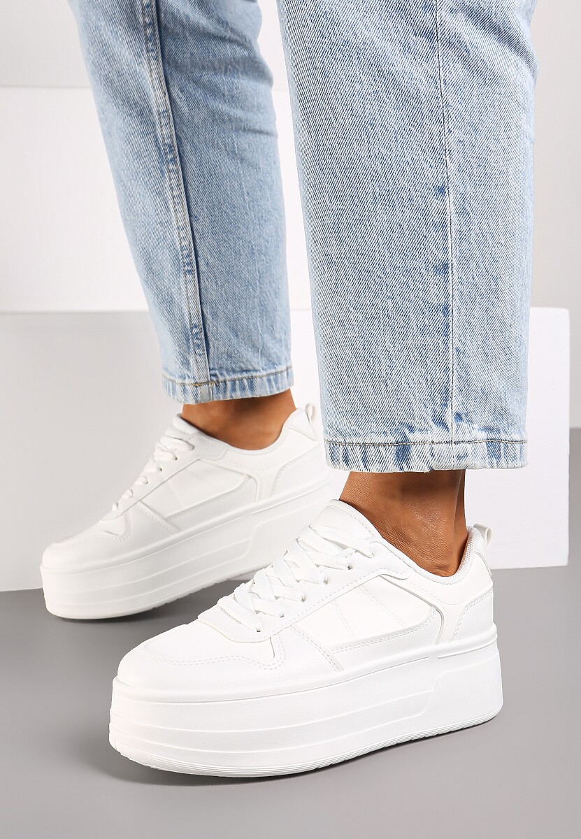 Białe Sneakersy na Wysokiej Platformie Revanisa 3