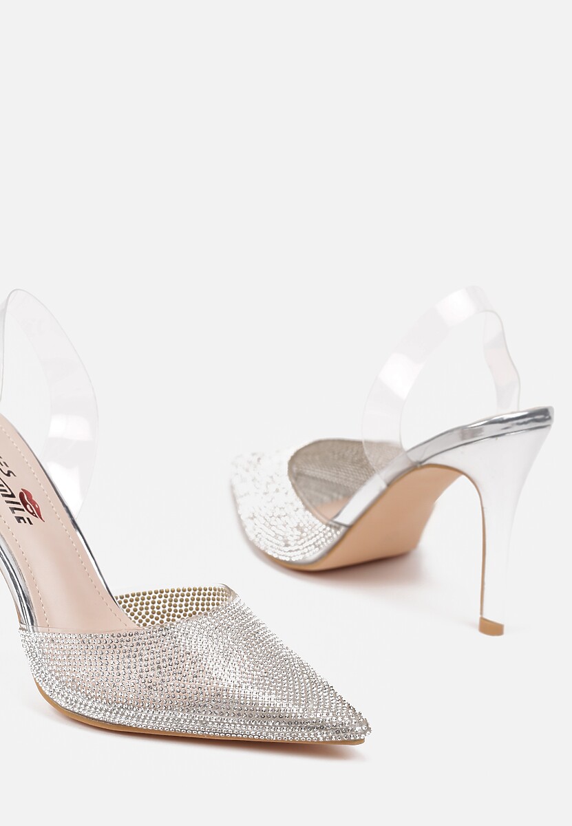 Srebrne Transparentne Szpilki z Błyszczącymi Cyrkoniami