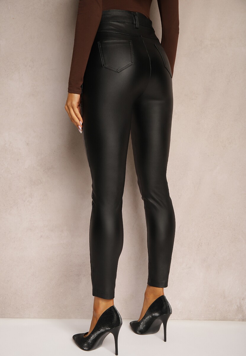Czarne Spodnie Skinny z Imitacji Skóry Rililia 3