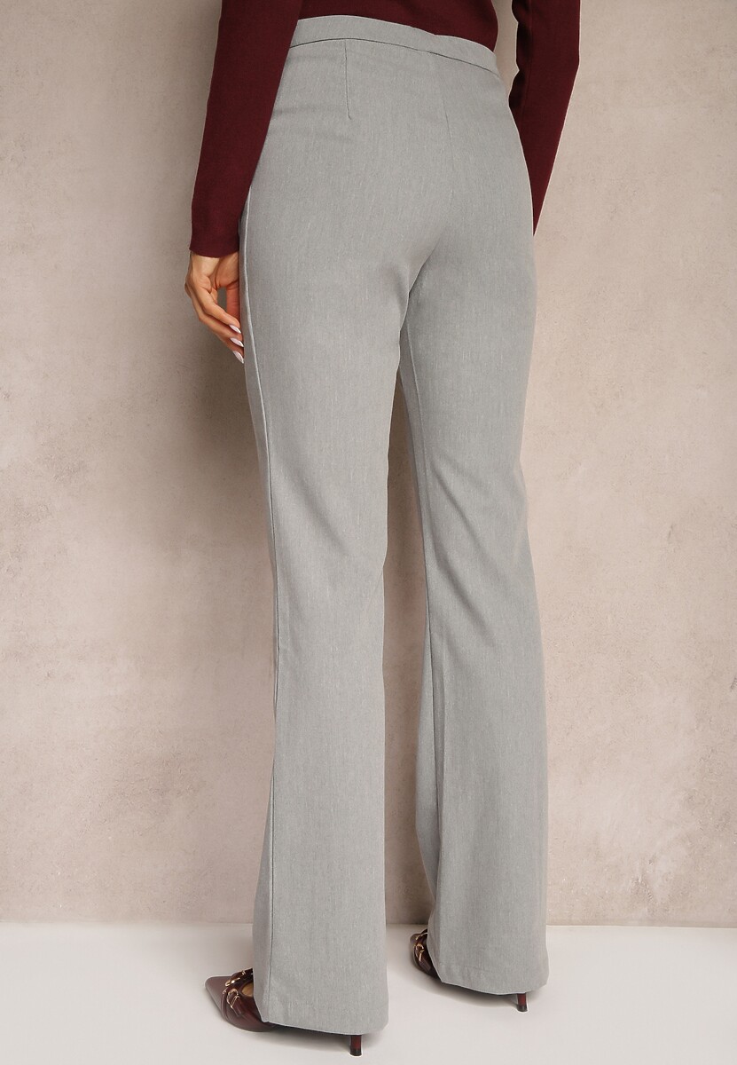 Jasnoszare Garniturowe Spodnie High Waist Dzwony Irithaela 3