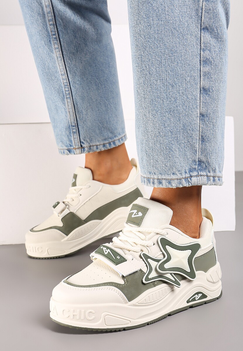 Sneakers Bej cu verde 1