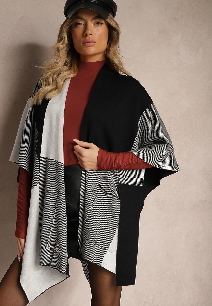 Poncho Verideth Negru cu gri 2