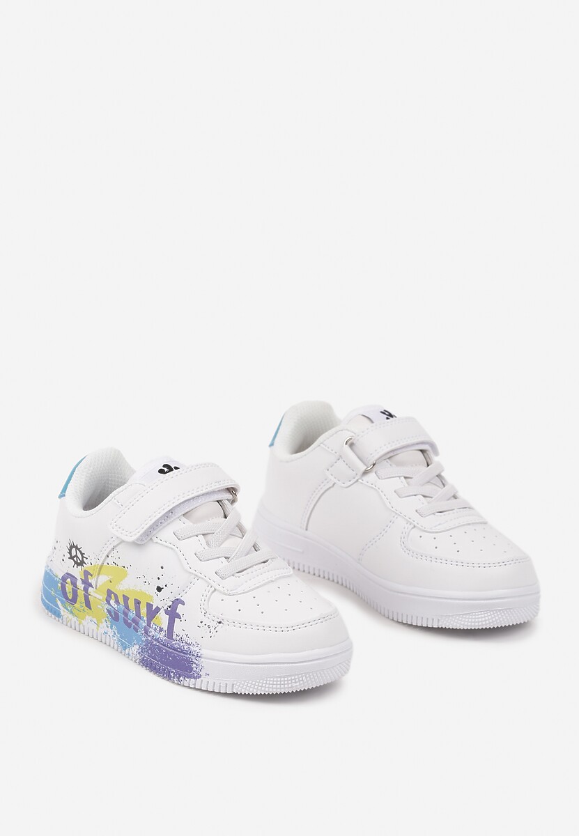Biało-Niebieskie Buty Sportowe Sneakersy na Płaskiej Podeszwie Ozdobione Bajkowym Wzorem Avolara 2