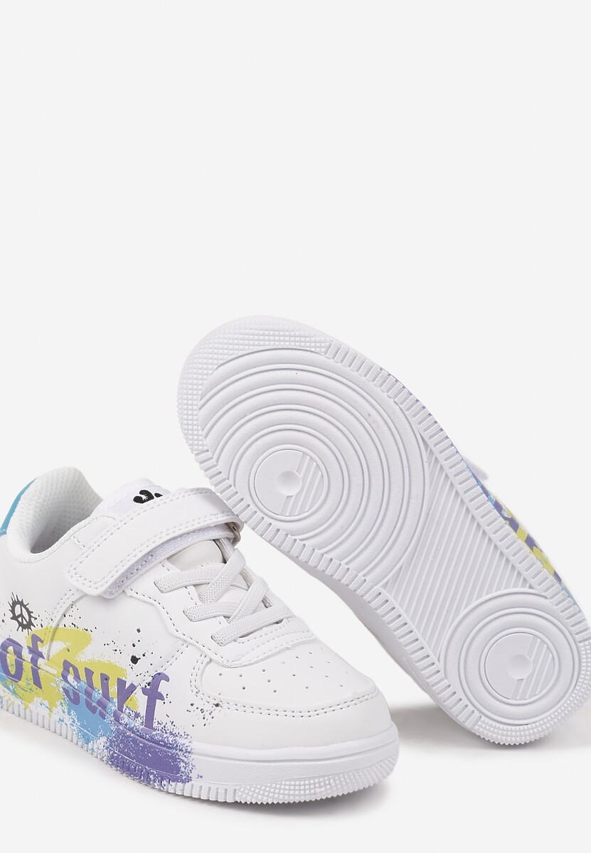 Biało-Niebieskie Buty Sportowe Sneakersy na Płaskiej Podeszwie Ozdobione Bajkowym Wzorem Avolara 3