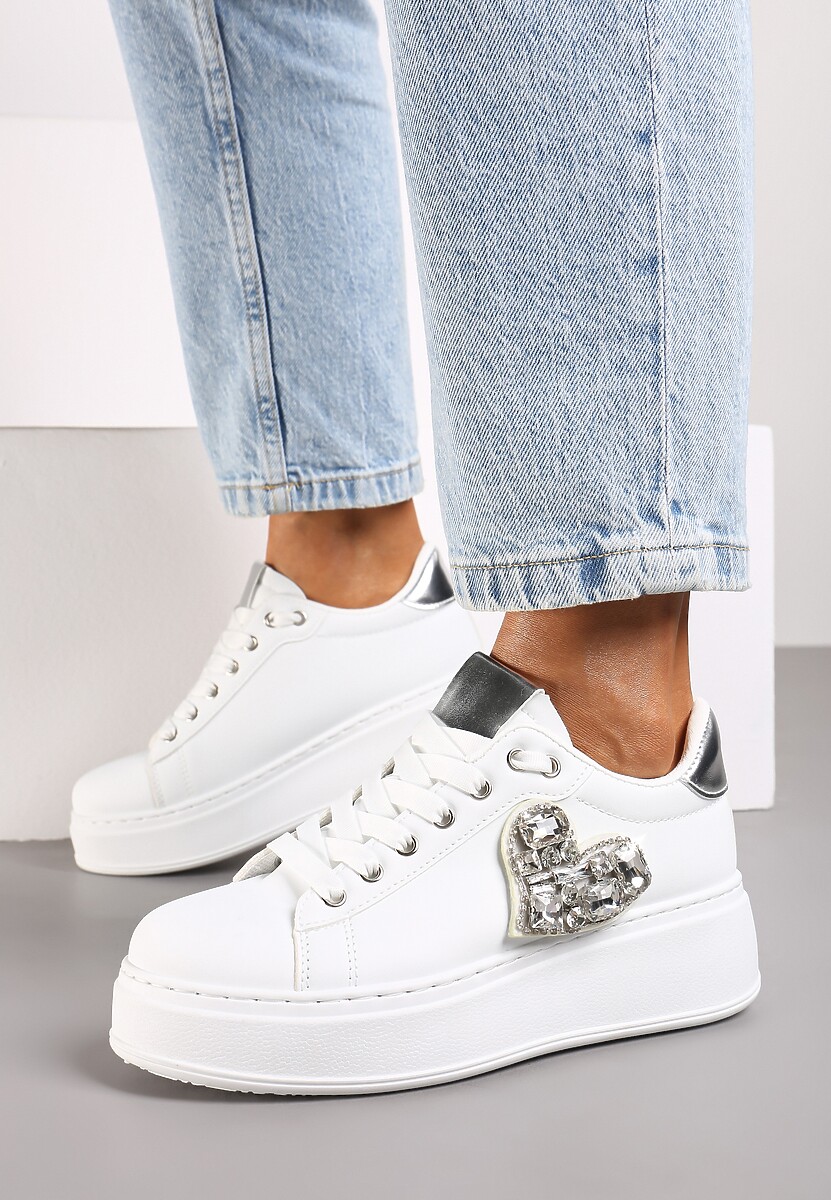 Sneakers Remila Alb cu argintiu 2