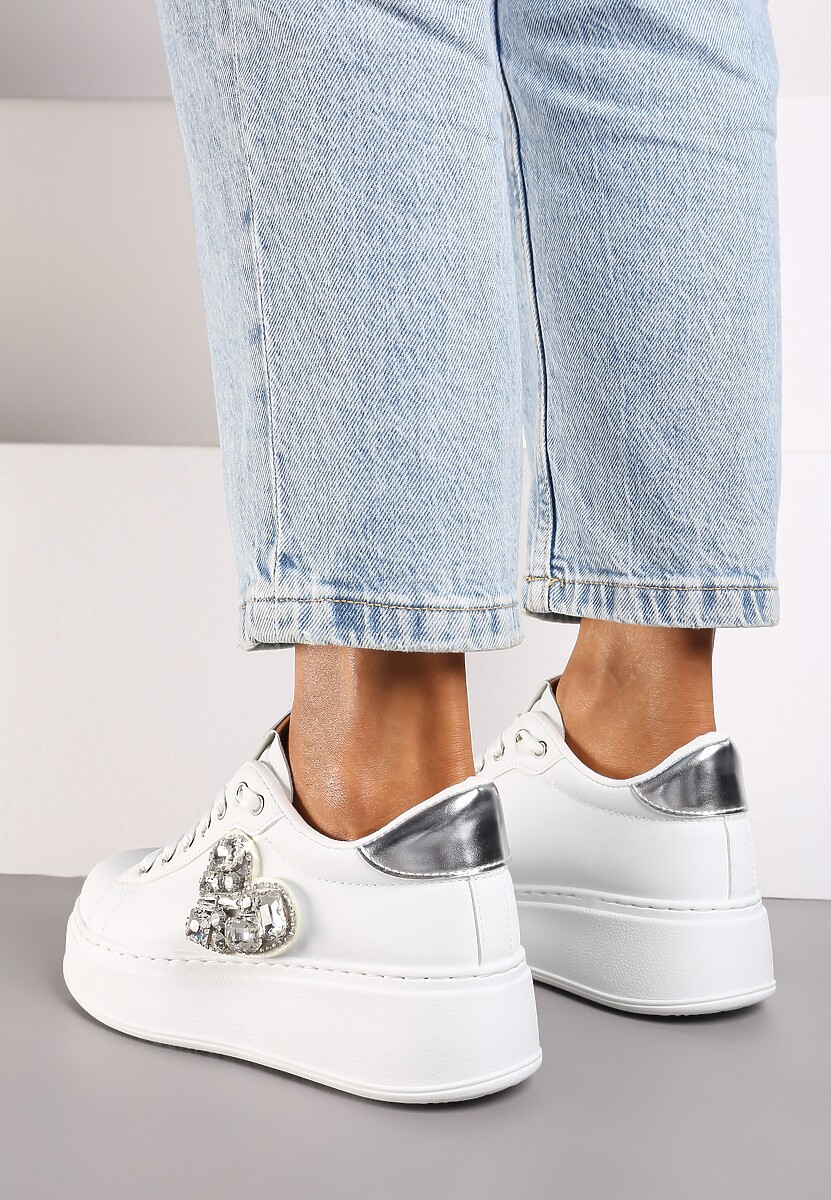 Sneakers Remila Alb cu argintiu 3