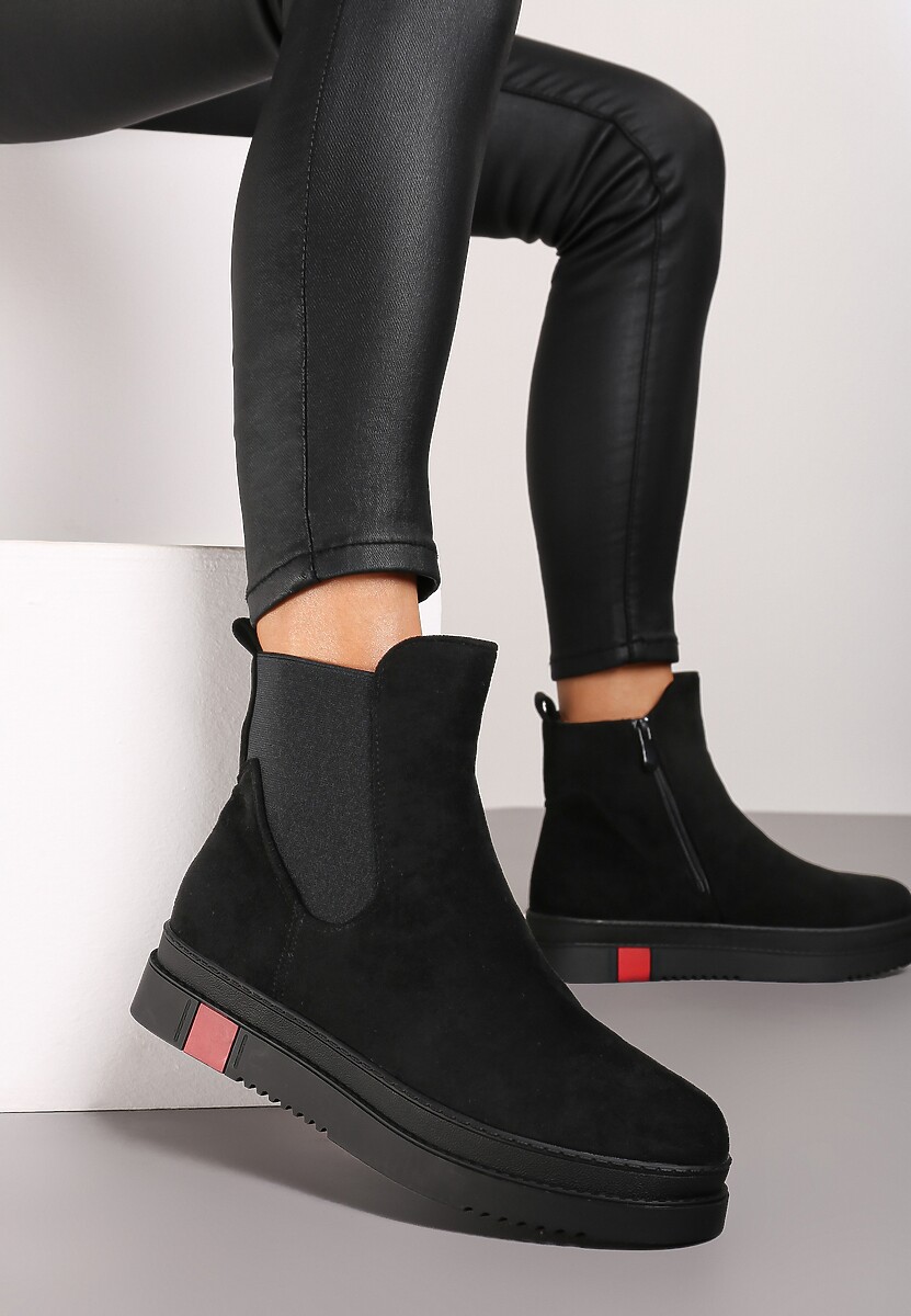 Czarne Botki Typu Sztyblety z Kolorową Wstawką w Podeszwie Teralise 1
