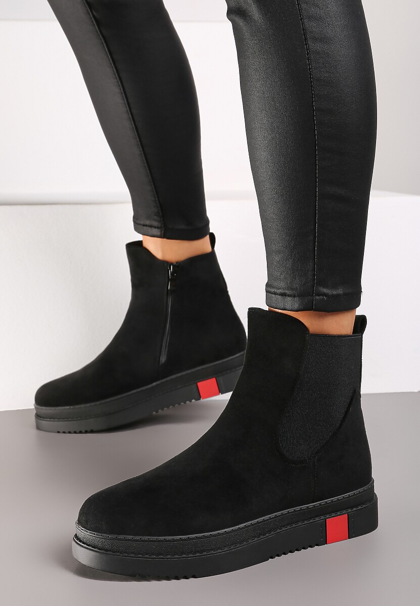 Czarne Botki Typu Sztyblety z Kolorową Wstawką w Podeszwie Teralise 2