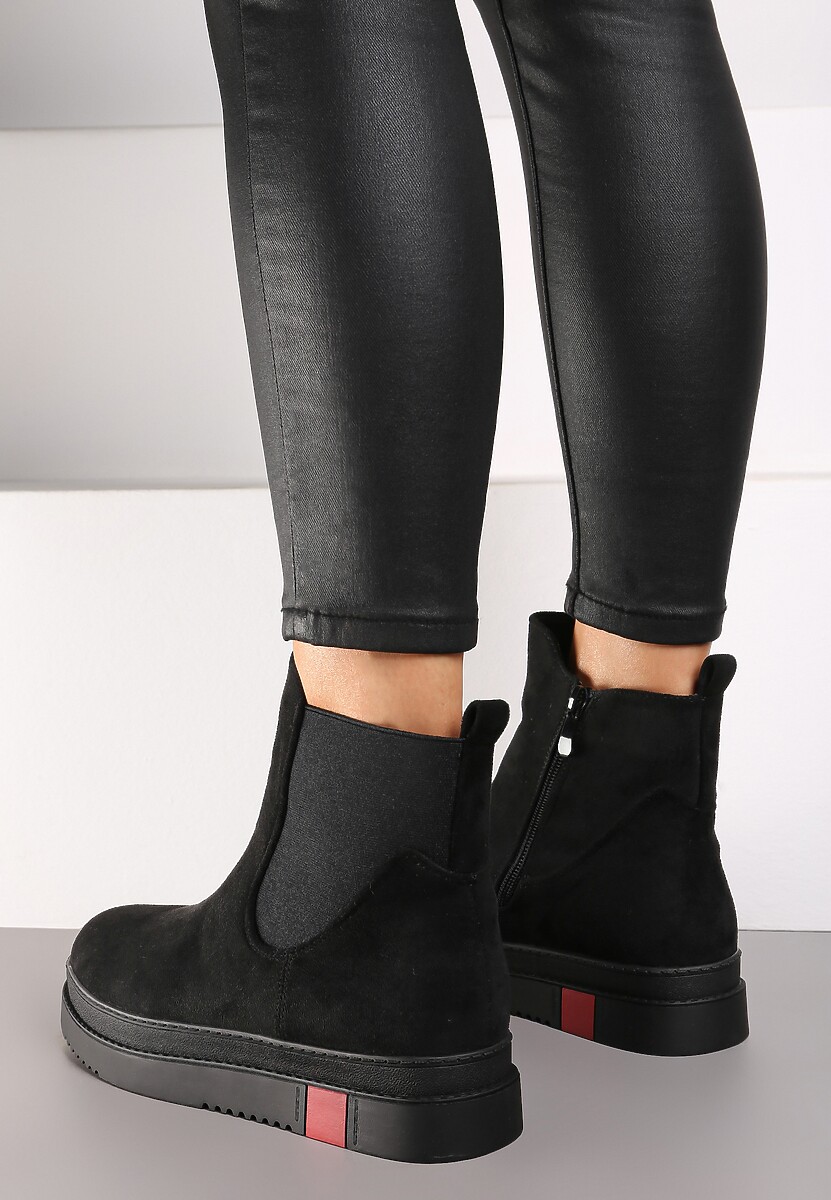 Czarne Botki Typu Sztyblety z Kolorową Wstawką w Podeszwie Teralise 3