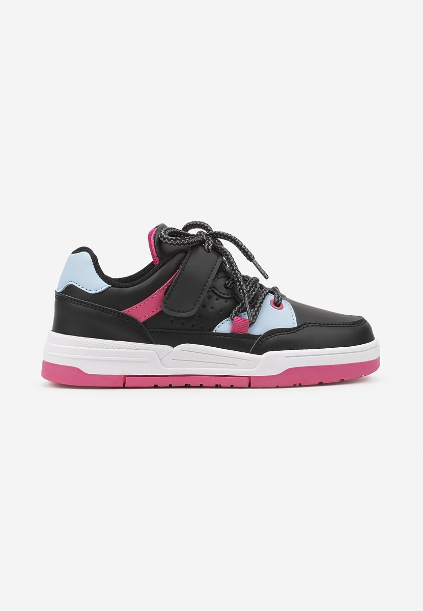 Czarno-Niebieskie Buty Sportowe Zapinane na Rzep i Sznurowane Benielle 1