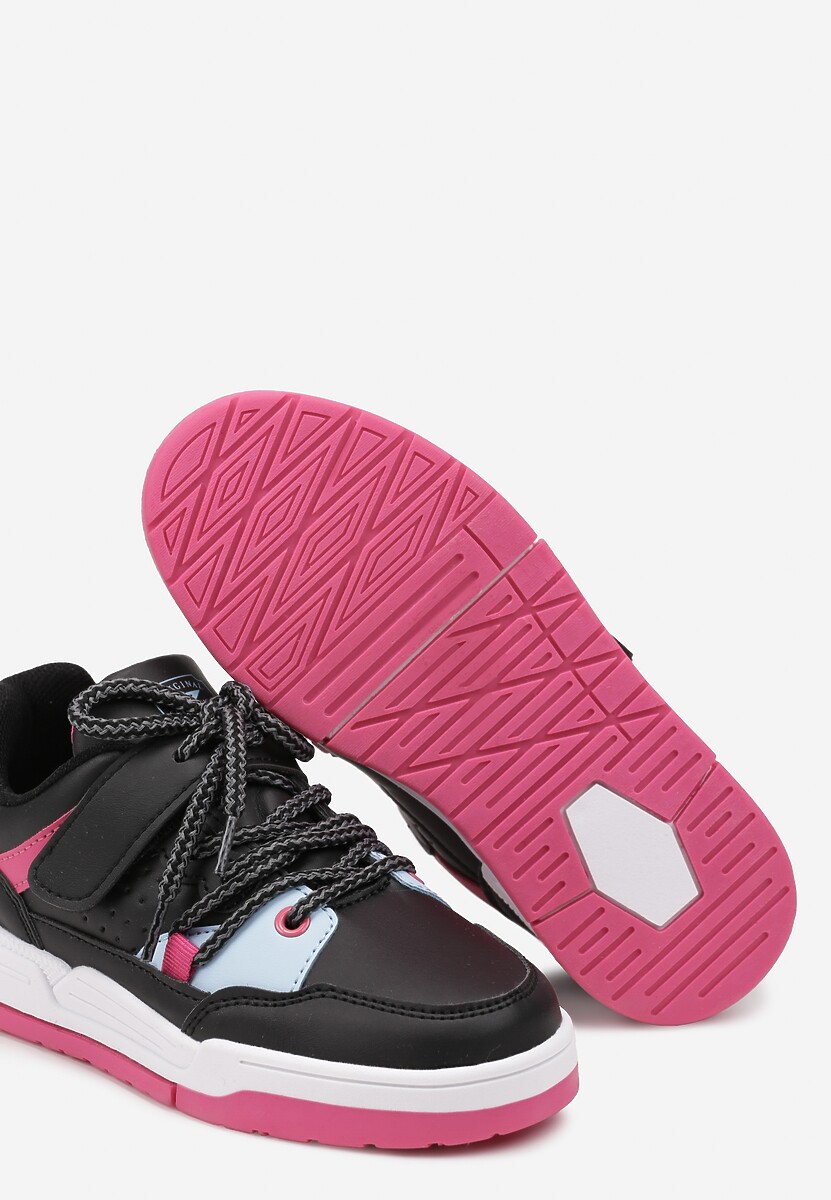 Czarno-Niebieskie Buty Sportowe Zapinane na Rzep i Sznurowane Benielle 3