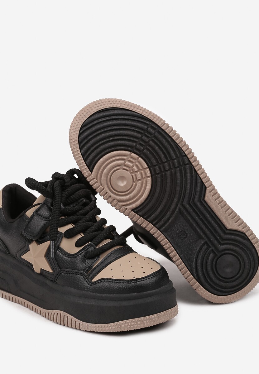 Czarne Buty Sportowe Sneakersy na Niskiej Platformie z Aplikacją w Kształcie Gwiazdy Eravani 3