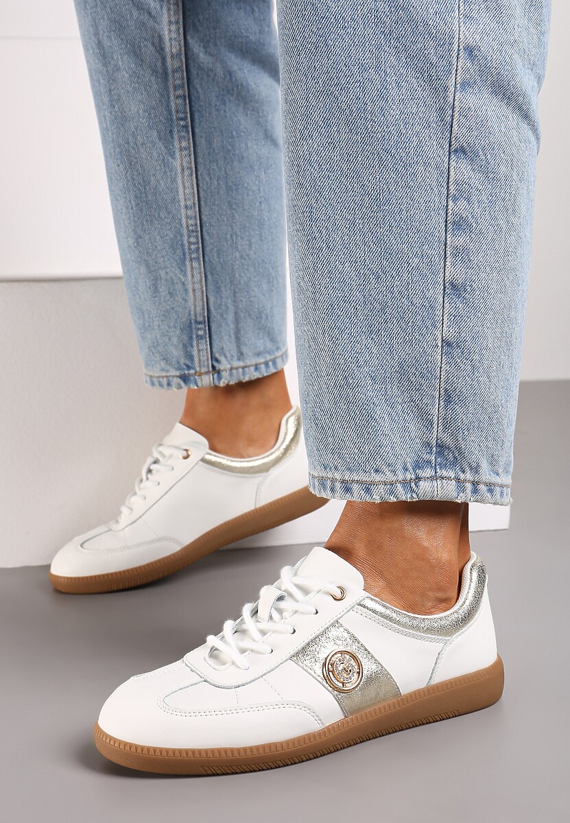 Sneakers Erisida Alb cu auriu 3