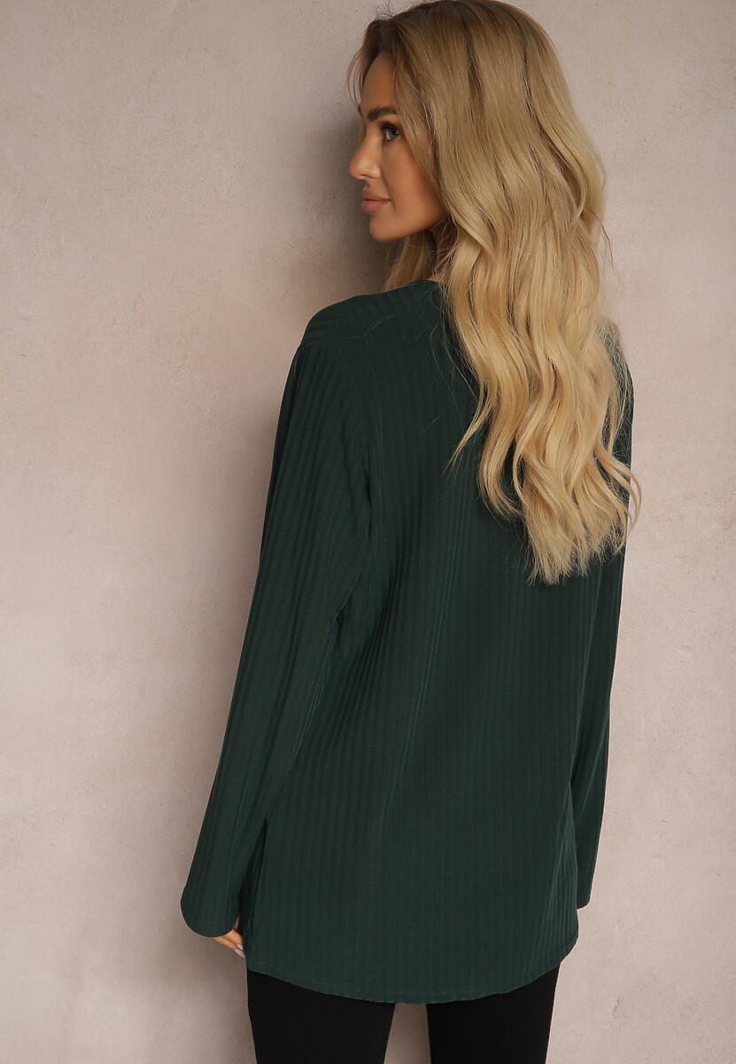 Ciemnozielona Bluzka Longsleeve z Prążkowanego Materiału Gigitha 3