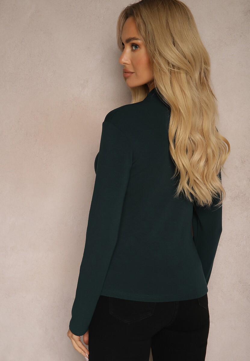Ciemnozielona Bluzka z Wiskozy z Półgolfem Longsleeve Naolinda 3
