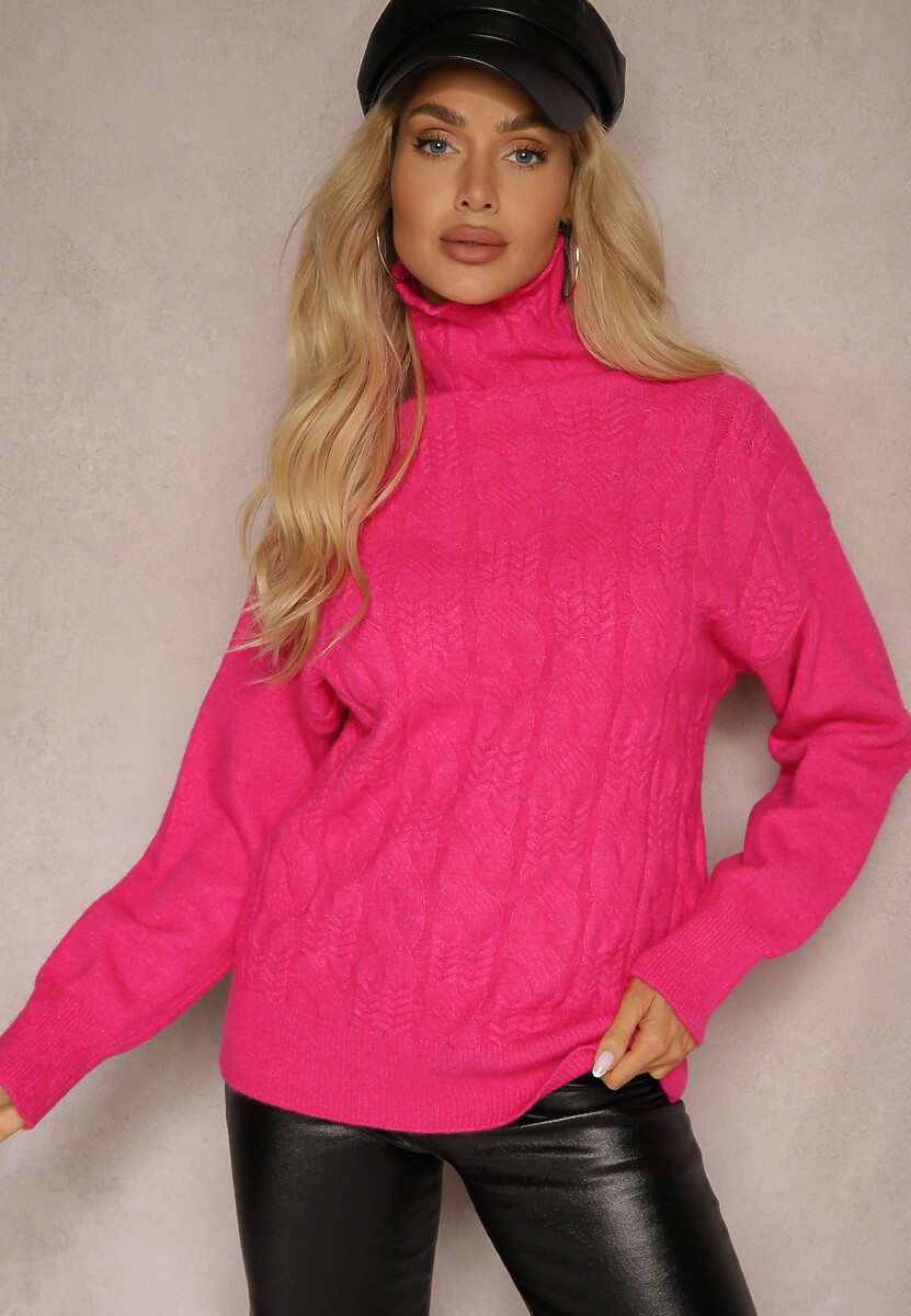 Pulover pe gât Daivyn Fucsia 1
