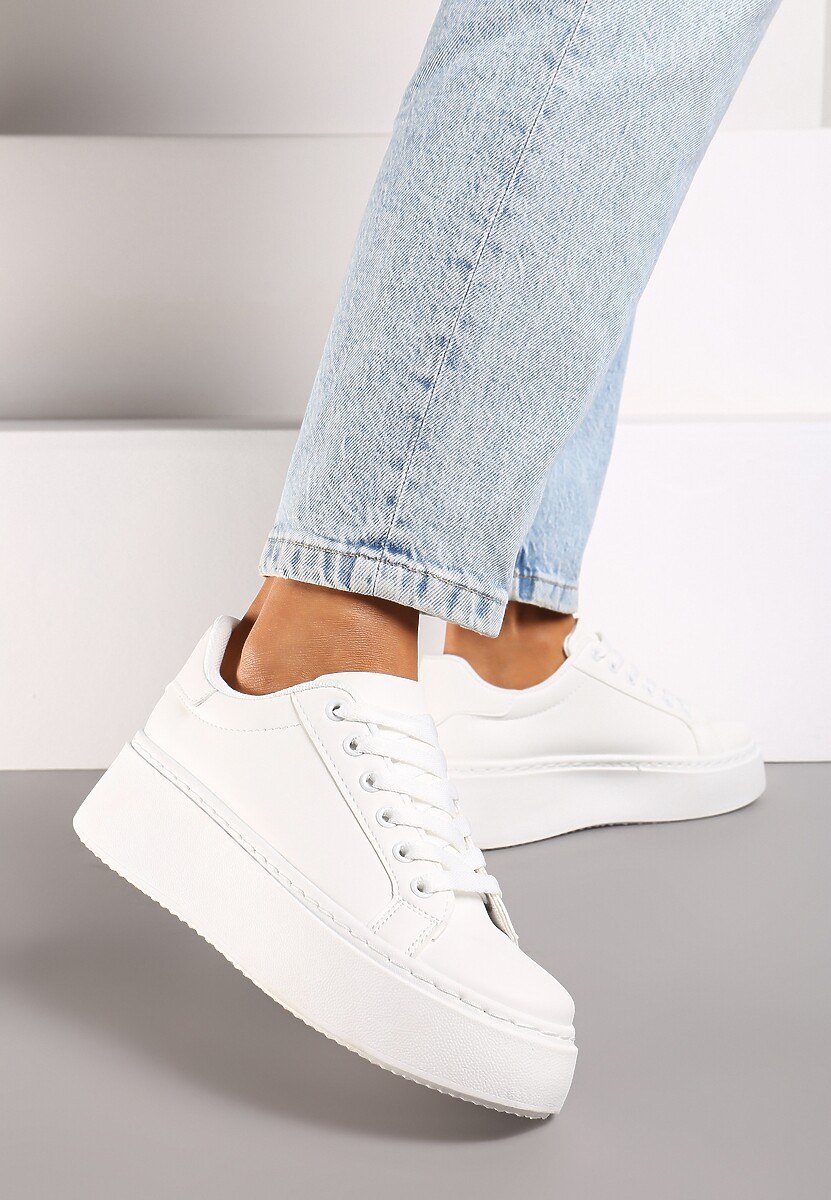 Białe Basicowe Sneakersy na Grubej Podeszwie Lirelisa 2