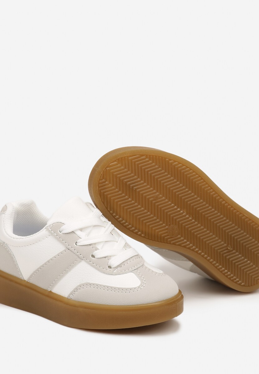 Szare Płaskie Sznurowane Buty Sportowe Sneakersy z Paskiem Crealia 3