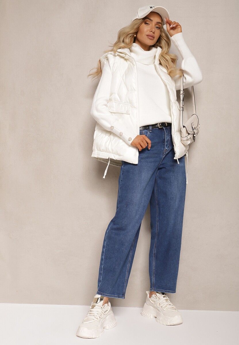 Ciemnoniebieskie Jeansy High Waist o Kroju Balloon Fit Cremae 2