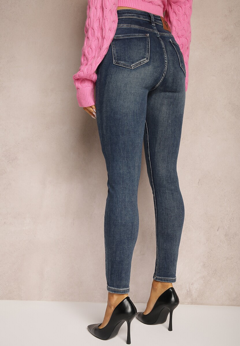 Niebieskie Dopasowane Jeansy Skinny High Waist Taivira 3
