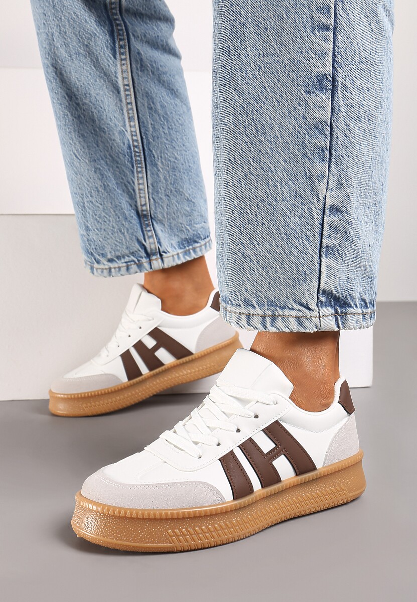 Sneakers Mialeria Alb cu maro 2
