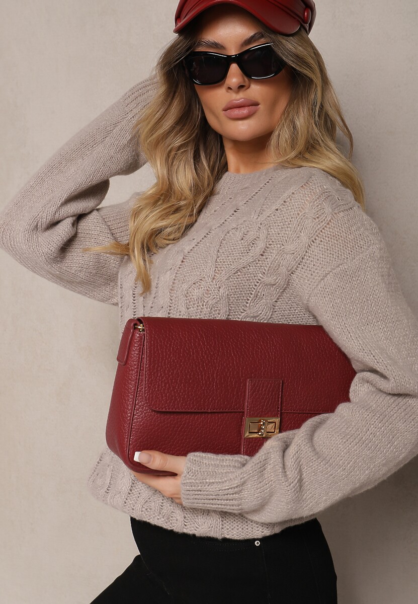 Szary Sweter z Wełną Ozdobnym Splotem i Ściągaczem Nariae 2