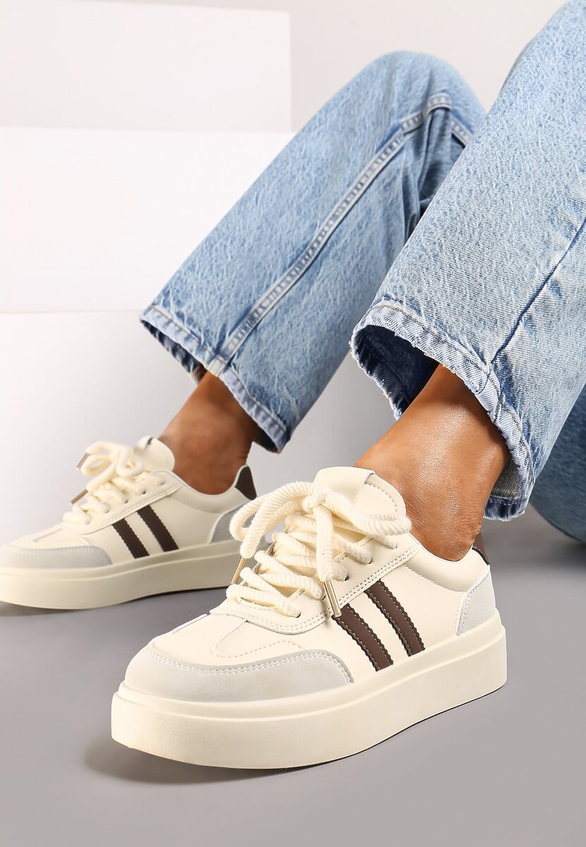 Sneakers Tialise Bej cu maro 1