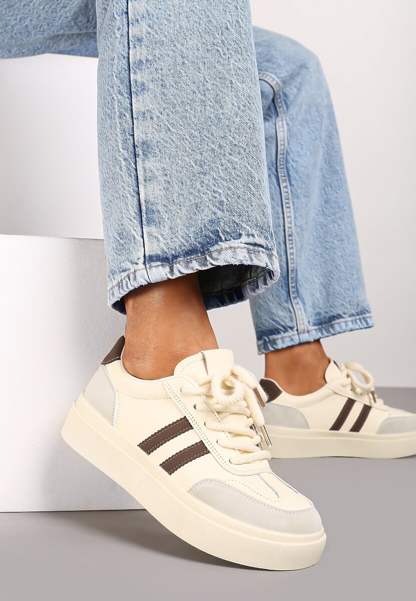 Sneakers Tialise Bej cu maro 2