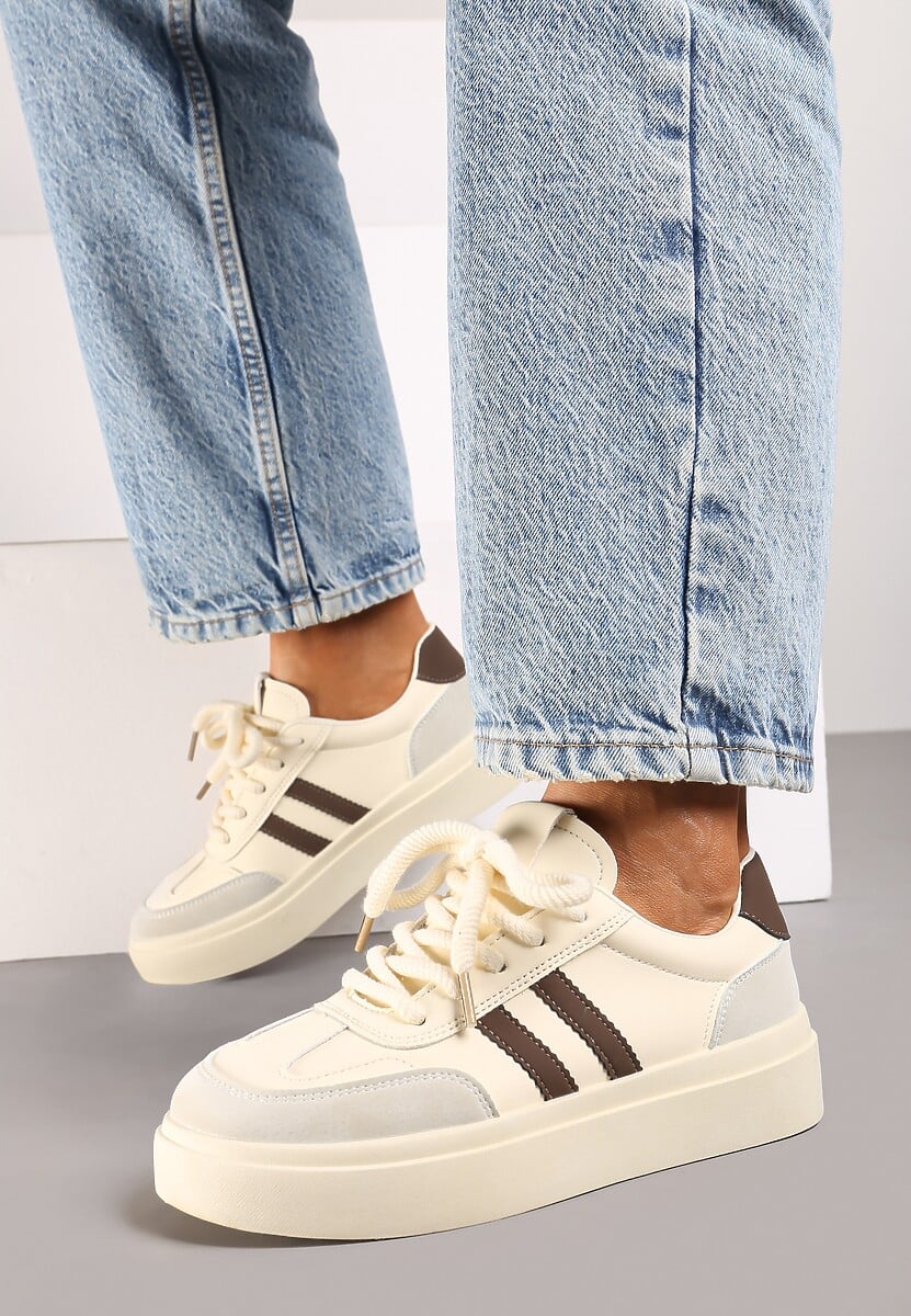 Sneakers Tialise Bej cu maro 3