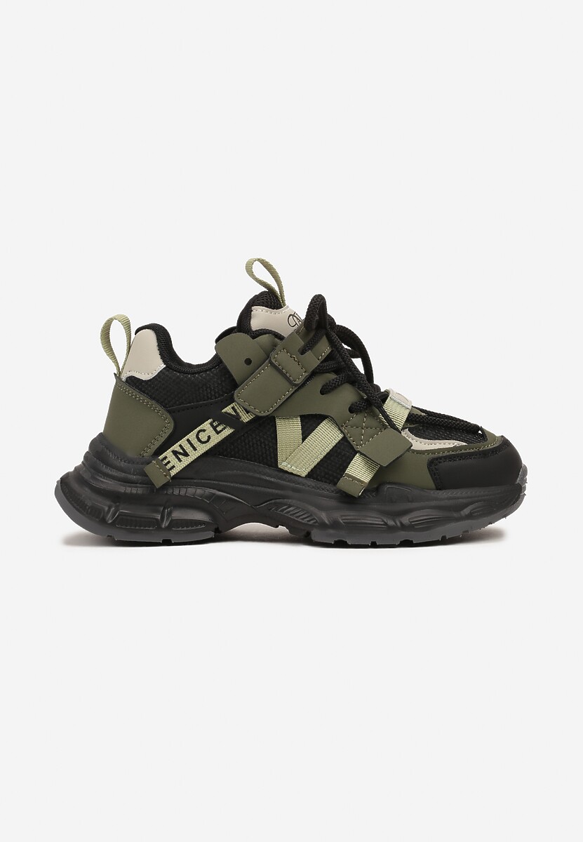 Czarne Buty Sportowe Sneakersy na Platformie Ozdobione Tłoczeniem Florenda 1