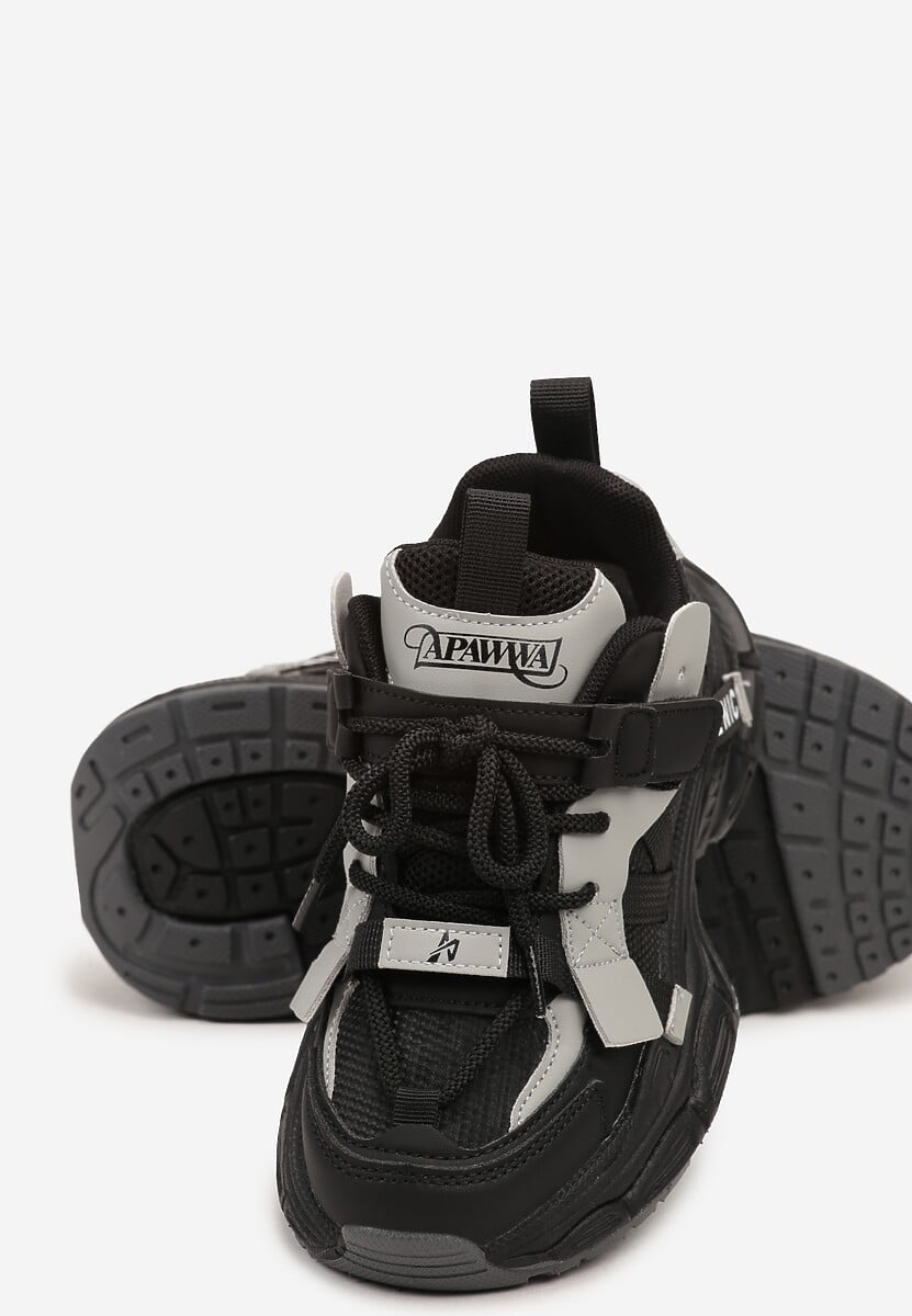 Czarno-Szare Buty Sportowe Sneakersy na Platformie Ozdobione Tłoczeniem Florenda 3
