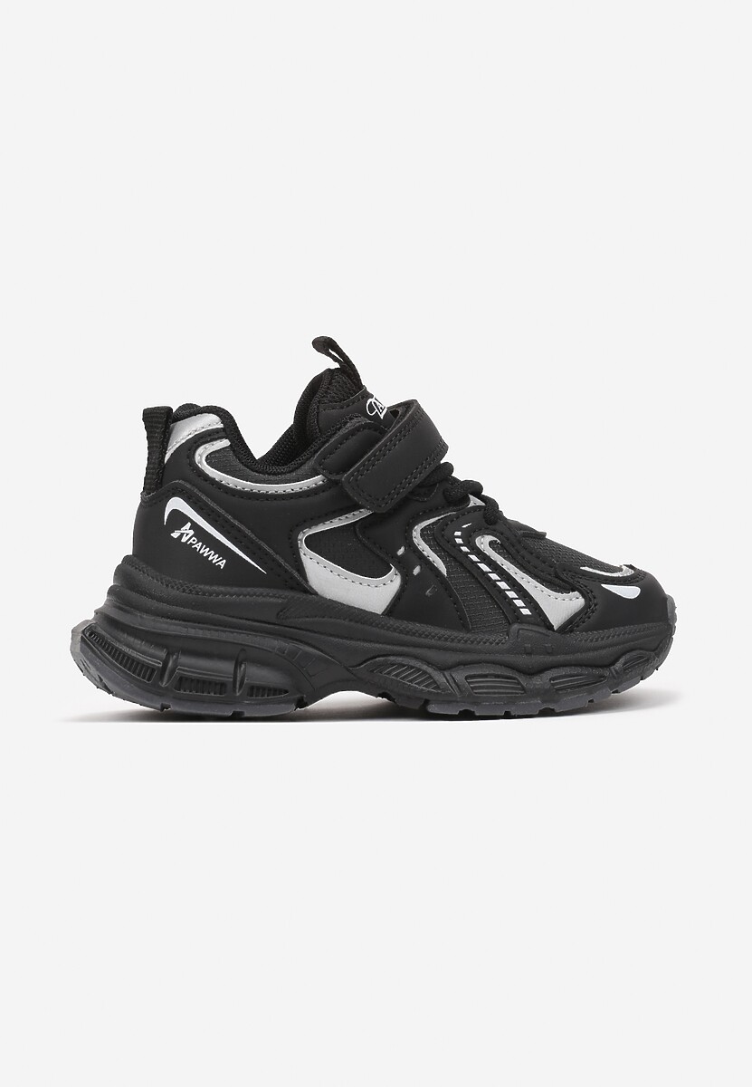 Czarne Buty Sportowe Sneakersy na Platformie z Geometrycznym Wzorem Tetivra 1