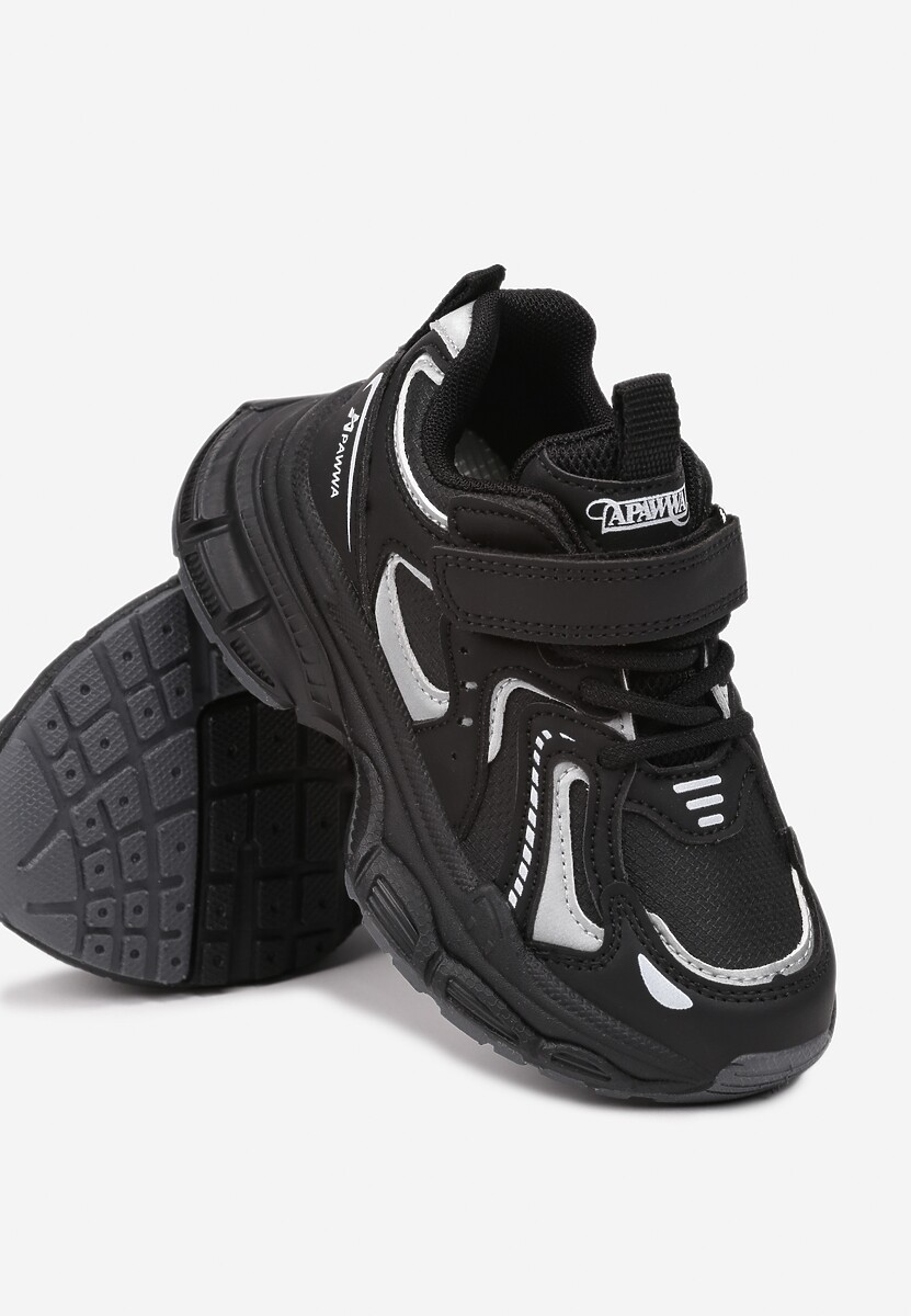 Czarne Buty Sportowe Sneakersy na Platformie z Geometrycznym Wzorem Tetivra 3