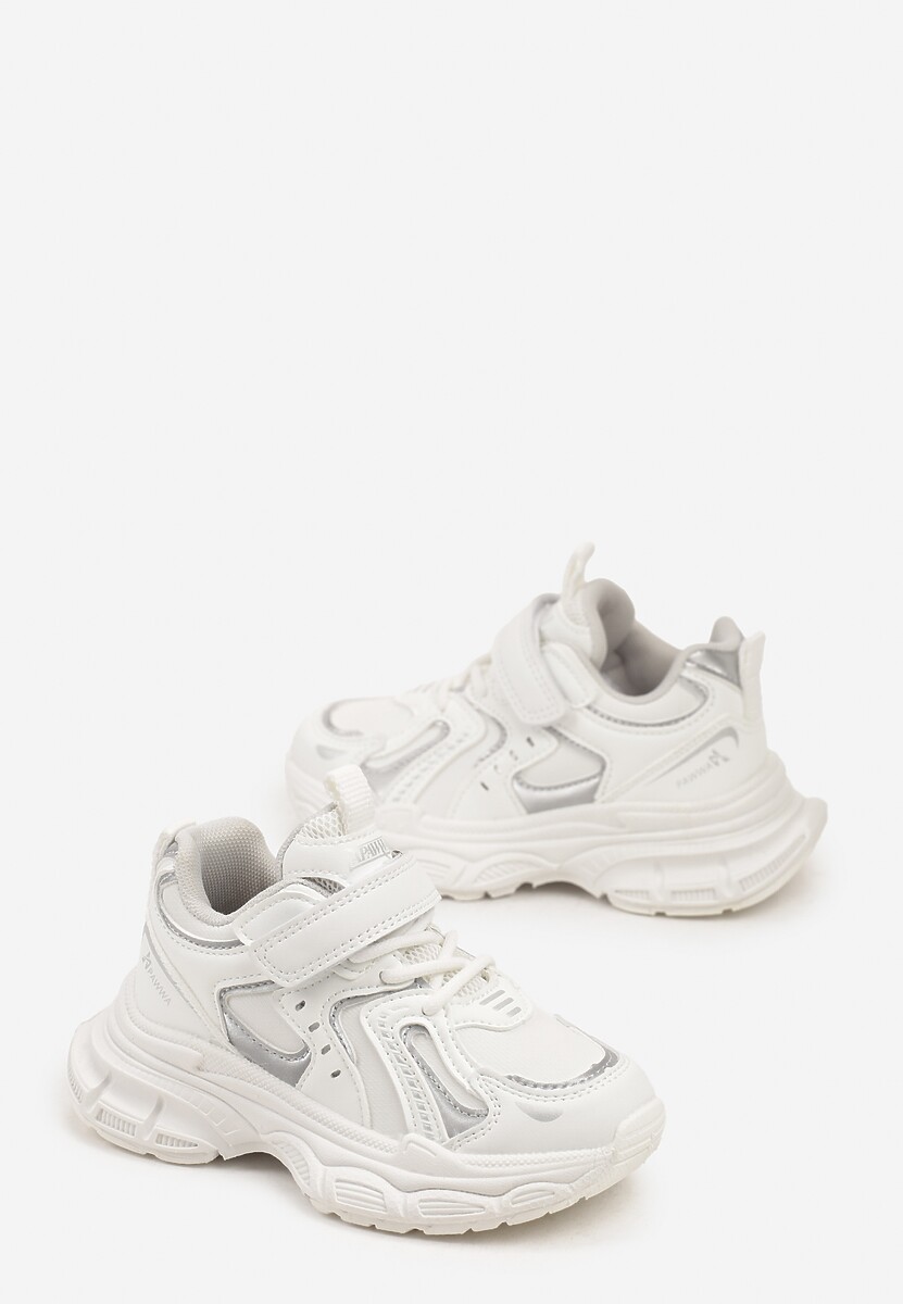 Białe Buty Sportowe Sneakersy na Platformie z Geometrycznym Wzorem Tetivra 2