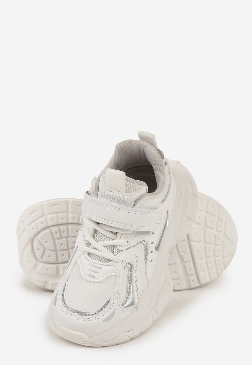 Białe Buty Sportowe Sneakersy na Platformie z Geometrycznym Wzorem Tetivra 3
