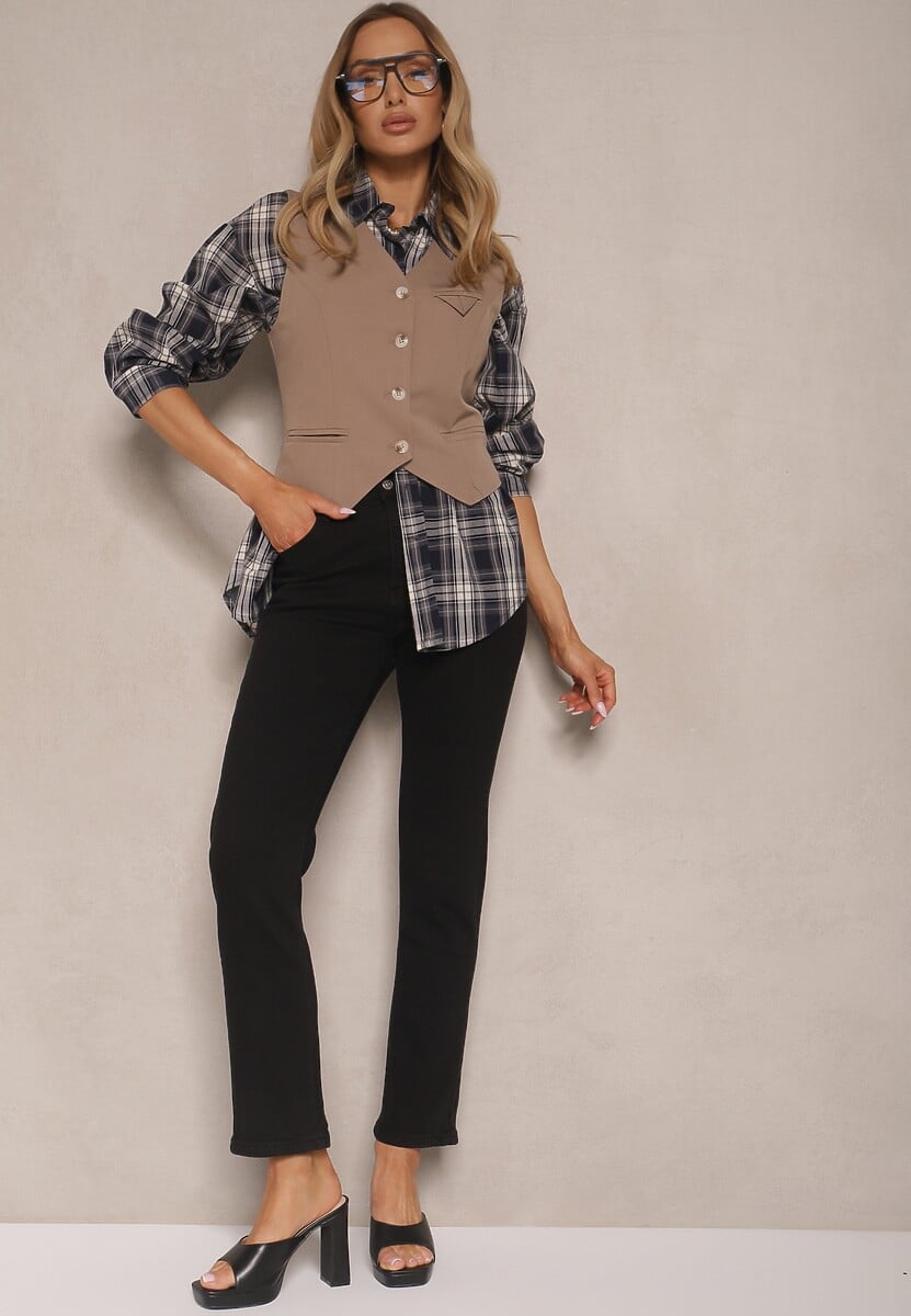 Czarne Skinny Jeansy z Bawełną High Waist Lorie 2