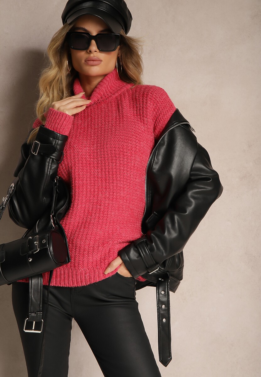 Pulover pe gât Ertinna Fucsia 2