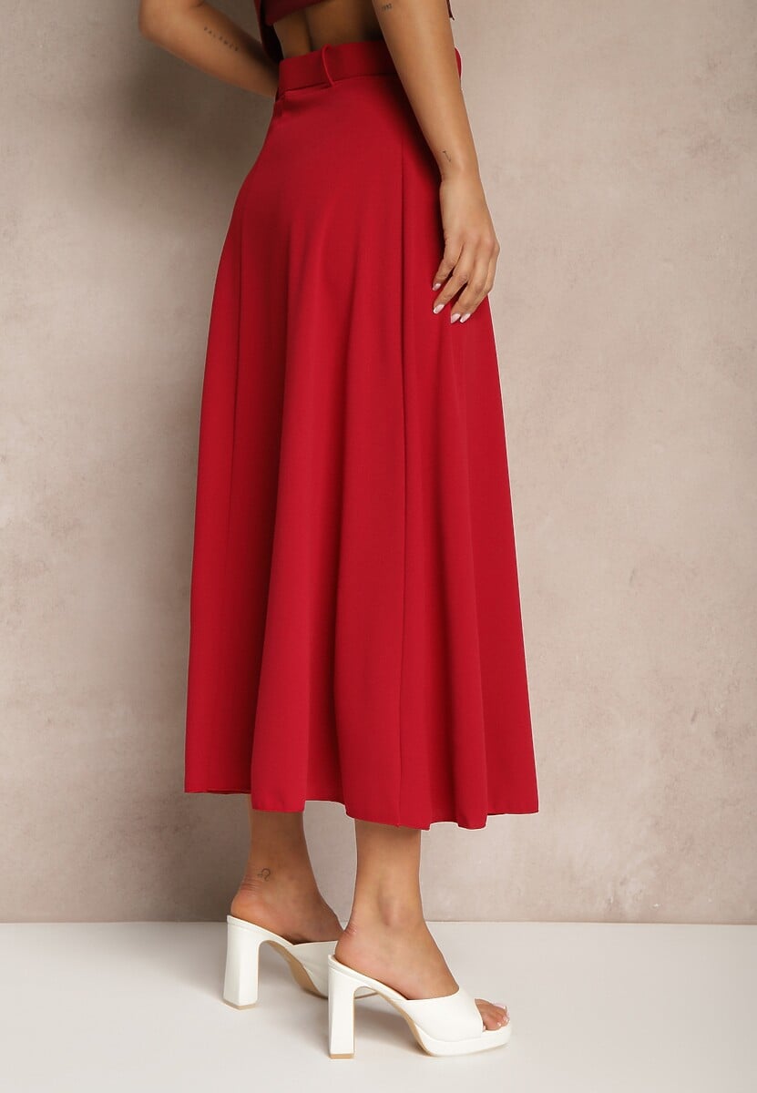 Bordowa Spódnica o Rozkloszowanym Kroju Melobi 3